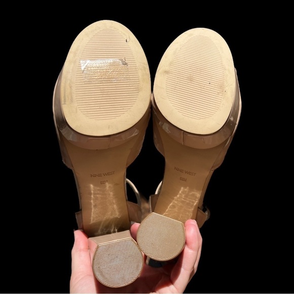 🌻NEW Nine West Nude Natural Patent "Gail" Platform Sandals Women's Size 9.5 - Picture 8 of 12